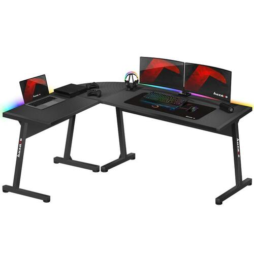 Skrivebord Gaming Huzaro HZ-Hero 6.0 Black RGB Sort Stål Kulfiber 147 x 74 x 112 cm