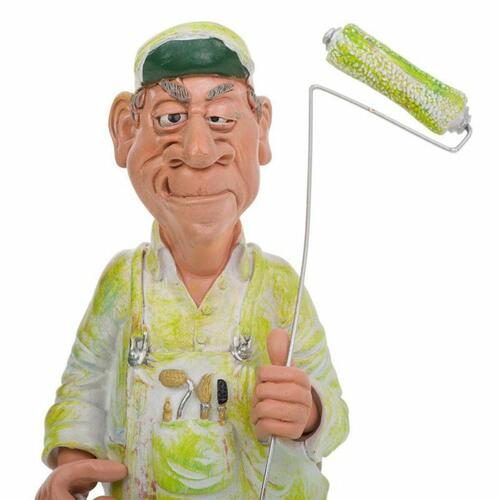 Dekorativ figur Alexandra House Living Polyesterharpisk Maler mand 10 x 25 x 15 cm