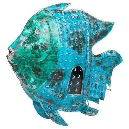 Dekorativ figur Alexandra House Living Blå Mangotræ Fisk 10 x 80 x 105 cm