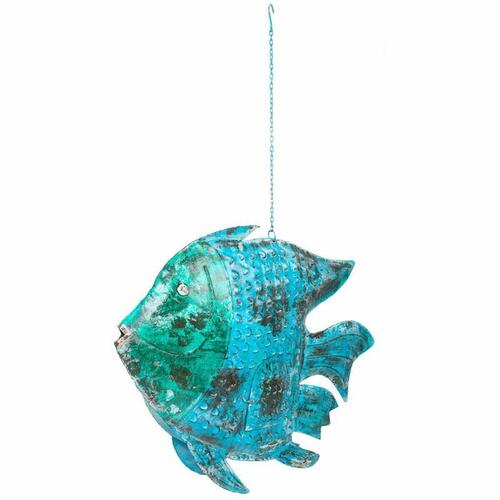Dekorativ figur Alexandra House Living Blå Mangotræ Fisk 10 x 80 x 105 cm