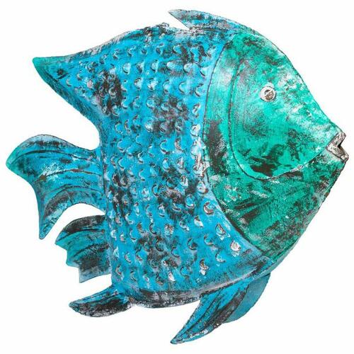 Dekorativ figur Alexandra House Living Blå Mangotræ Fisk 10 x 80 x 105 cm