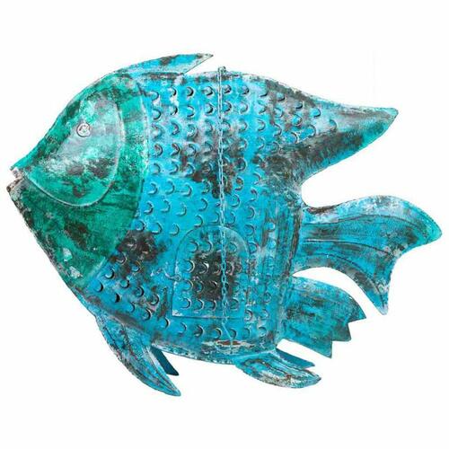 Dekorativ figur Alexandra House Living Blå Mangotræ Fisk 10 x 80 x 105 cm