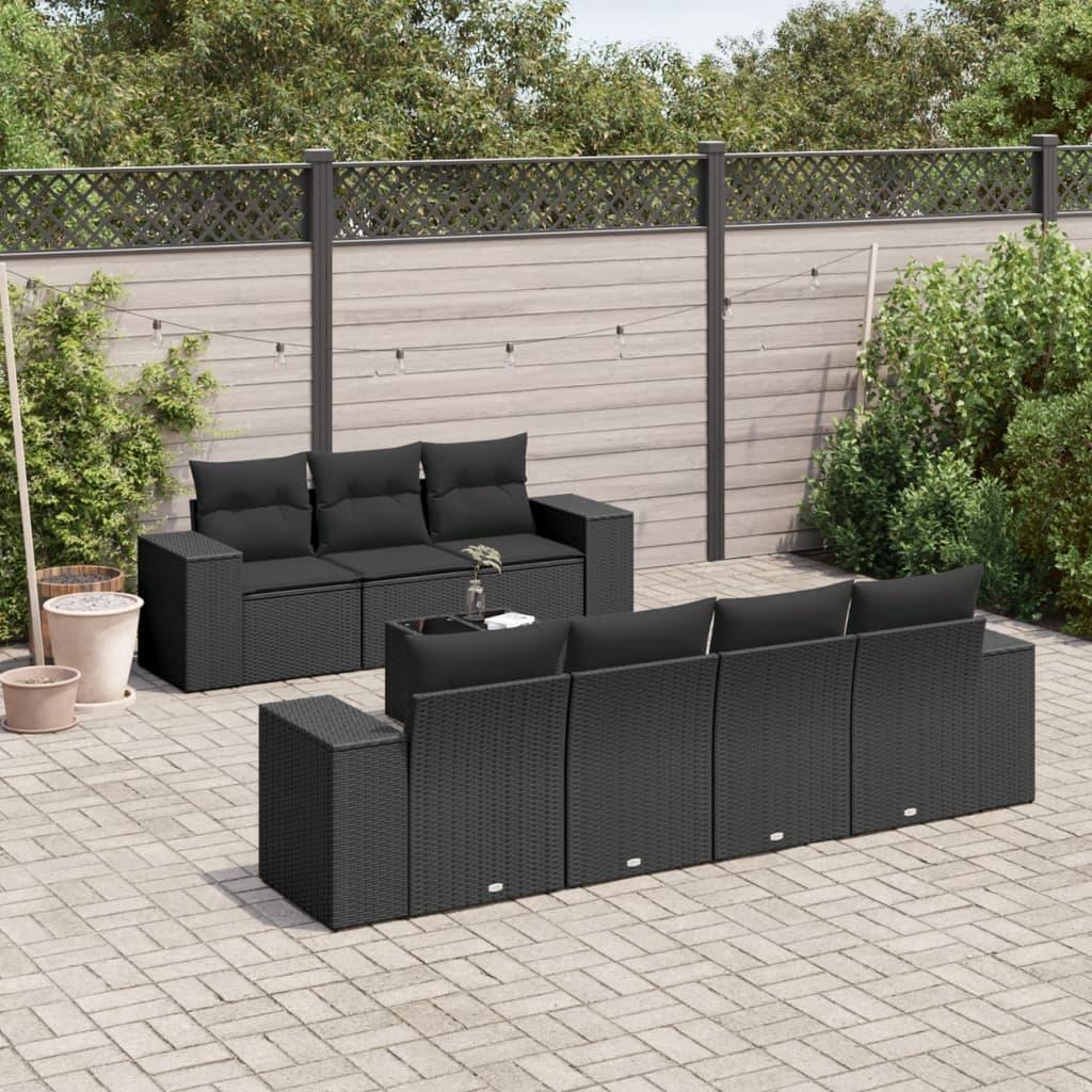 Sofasæt Til Haven 8 Dele Med Hynder Polyrattan - Sort