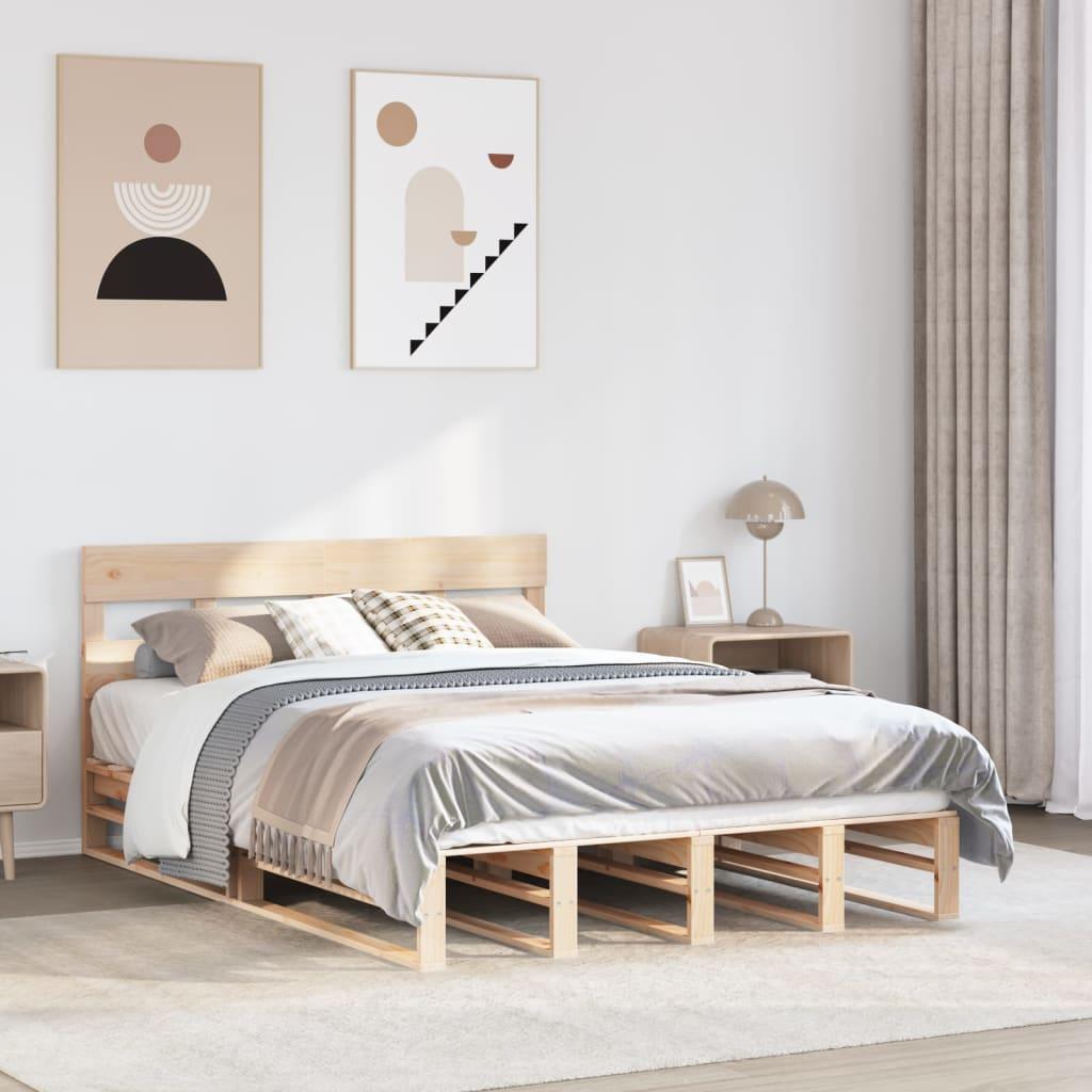 Sengeramme Uden Madras Massivt Fyrretræ - Naturfarvet / 120 x 190 cm