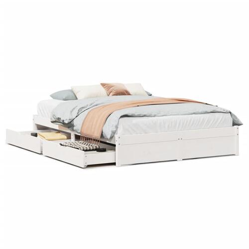 Sengeramme uden madras 160x200 cm massivt fyrretræ hvid