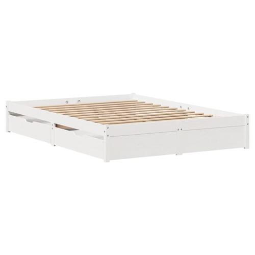 Sengeramme uden madras 150x200 cm massivt fyrretræ hvid
