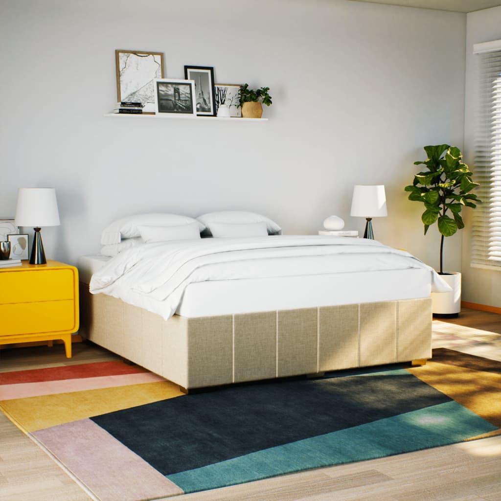 Sengeramme uden madras 200x200 cm stof cremefarvet