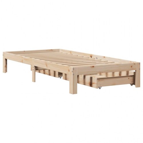 Sengeramme med skuffer 90x200 cm - massivt fyrretræ