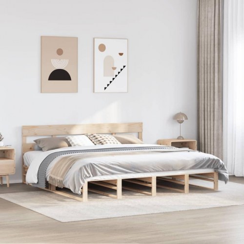 Sengeramme uden madras 200 x 200 cm i massivt fyrretræ