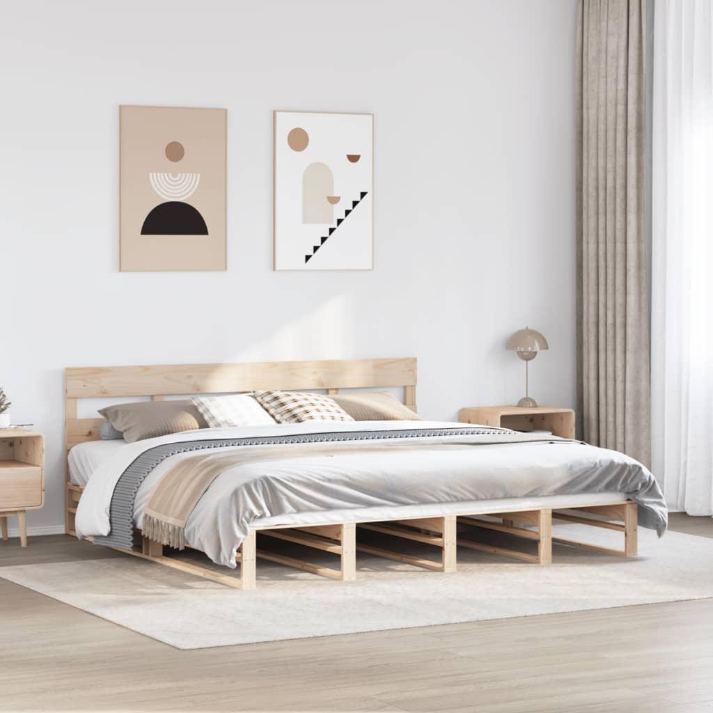 Sengeramme Uden Madras Massivt Fyrretræ - Naturfarvet / 200 x 200 cm
