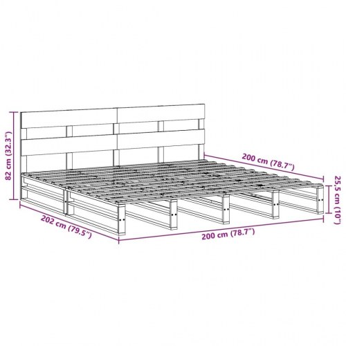 Sengeramme uden madras 200 x 200 cm i massivt fyrretræ