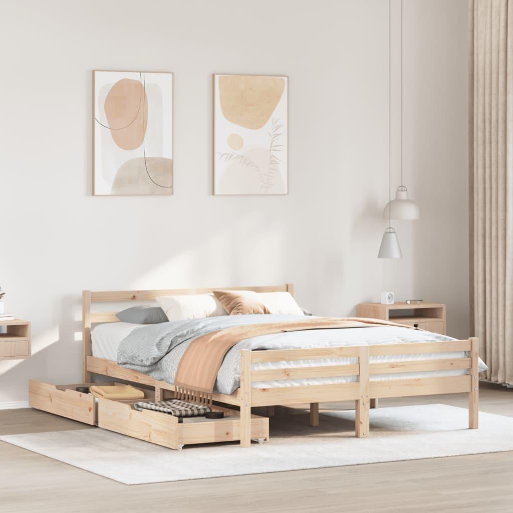 Sengeramme uden madras 150x200 cm massivt fyrretræ