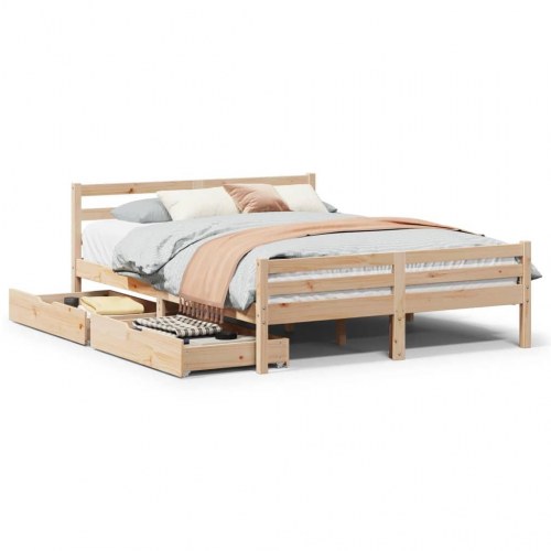 Sengeramme uden madras 150x200 cm massivt fyrretræ