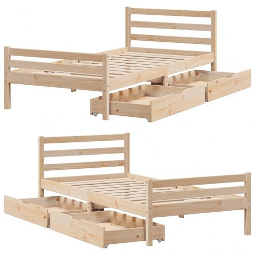 Sengeramme uden madras 100x200 cm massivt fyrretræ