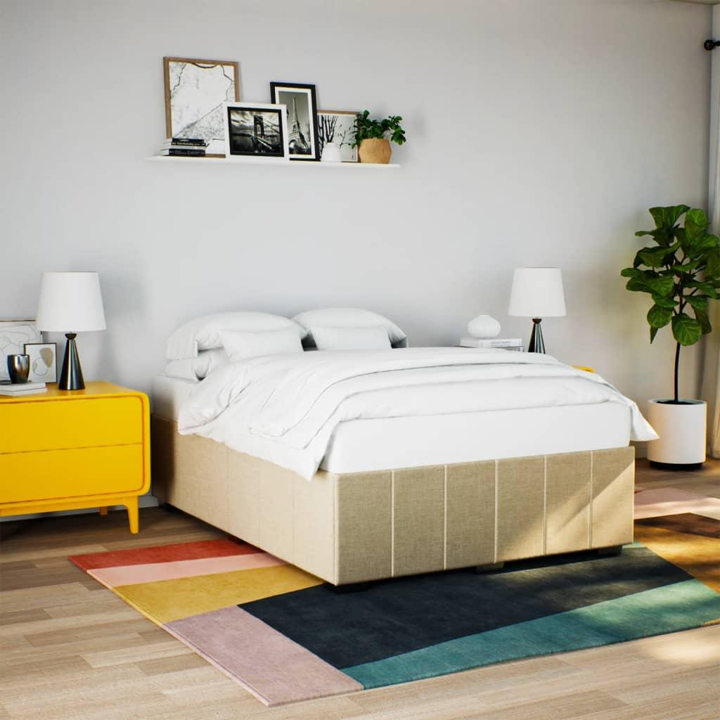 Sengeramme Uden Madras 140x190 Cm Stof Cremefarvet