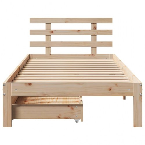Sengeramme med skuffer 100x200 cm - massivt fyrretræ