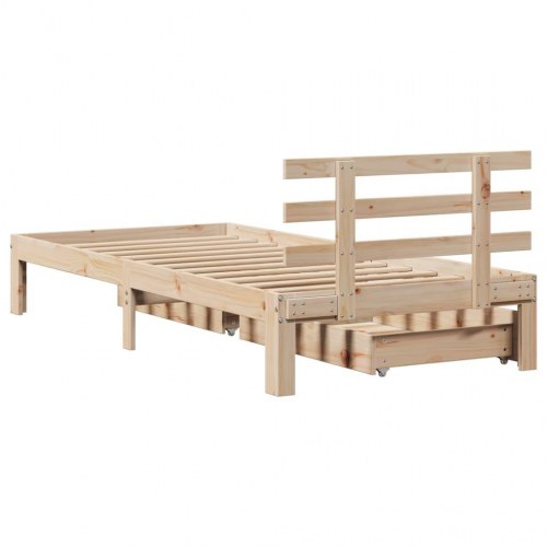 Sengeramme med skuffer 100x200 cm - massivt fyrretræ