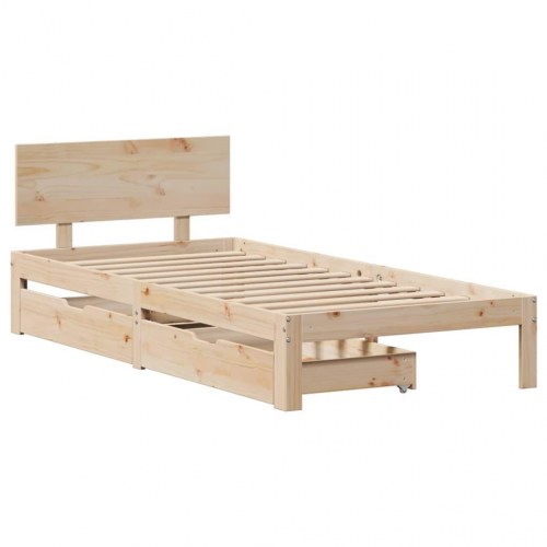 Sengeramme med skuffer 100x200 cm massivt fyrretræ