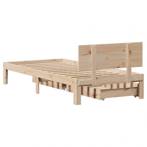 Sengeramme med skuffer 100x200 cm massivt fyrretræ