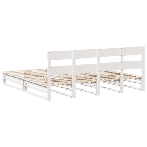Sengeramme 200 x 200 cm i massivt fyrretræ - hvid