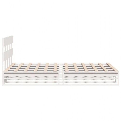Sengeramme uden madras 135 x 190 cm massivt fyrretræ - hvid
