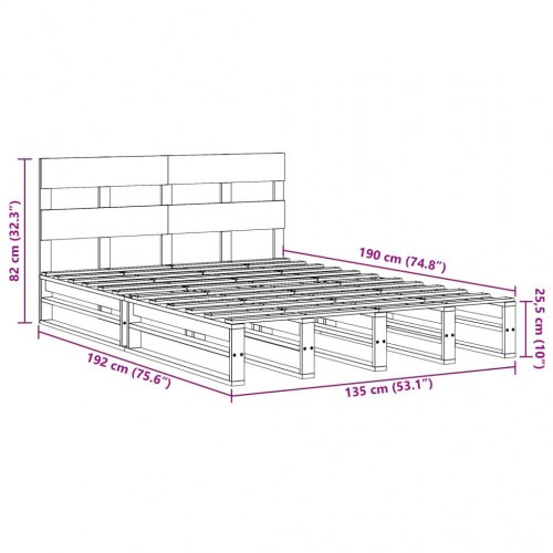 Sengeramme uden madras 135 x 190 cm massivt fyrretræ - hvid