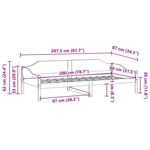 Sengeramme 80 x 200 cm i massivt fyrretræ - gyldenbrun