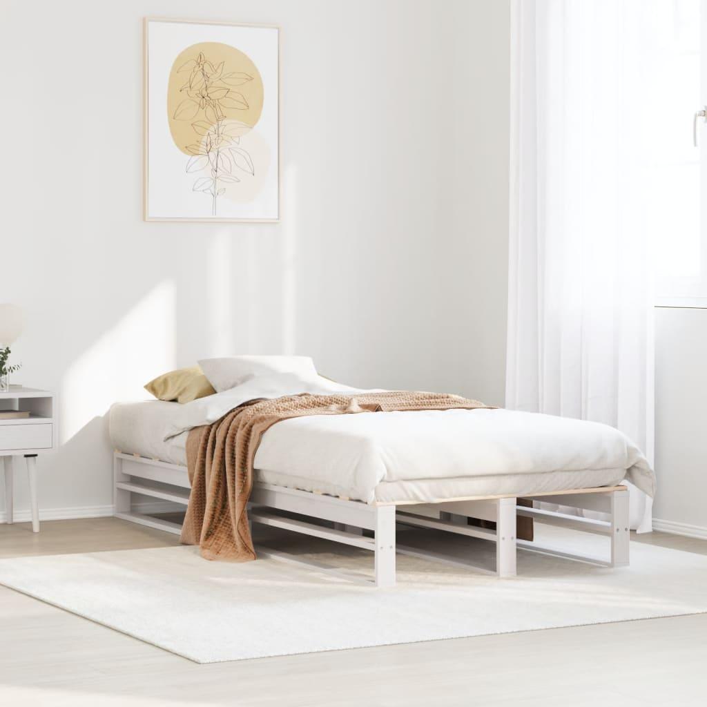 Sengeramme Uden Madras Massivt Fyrretræ - Hvid / 100 x 200 cm
