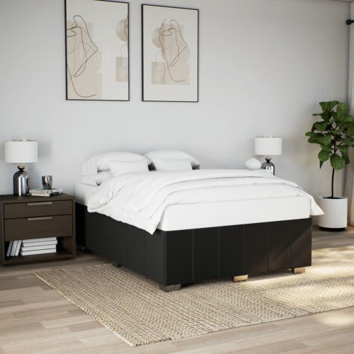 Sengeramme uden madras 140 x 200 cm stof - sort