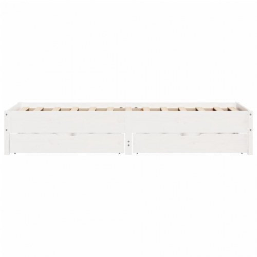 Sengeramme med skuffer 90x200 cm - massivt fyrretræ, hvid