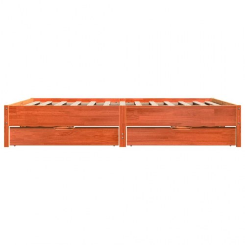 Sengeramme 180 x 200 cm med 2 skuffer i massivt fyrretræ - gyldenbrun