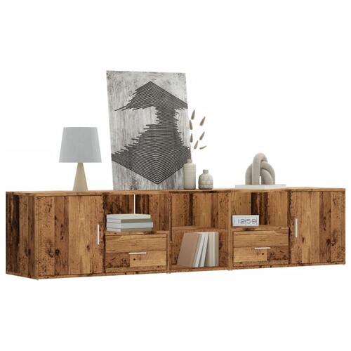 Hjørneskab 200x40x45 cm konstrueret træ gammelt trælook