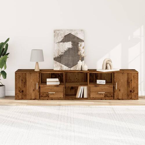 Hjørneskab 200x40x45 cm konstrueret træ gammelt trælook