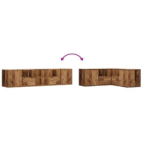 Hjørneskab 200x40x45 cm konstrueret træ gammelt trælook