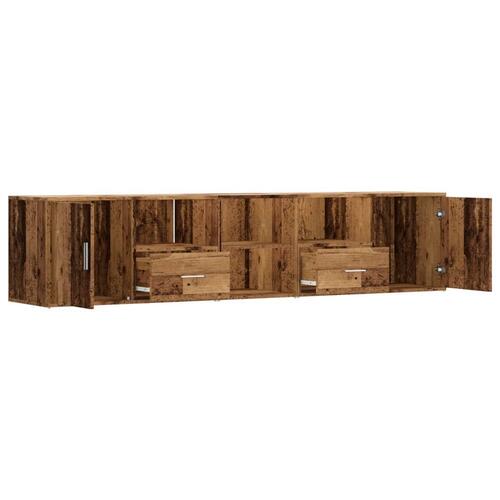 Hjørneskab 200x40x45 cm konstrueret træ gammelt trælook
