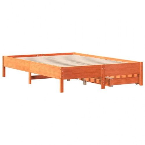 Sengeramme med 2 skuffer 120 x 200 cm - gyldenbrun