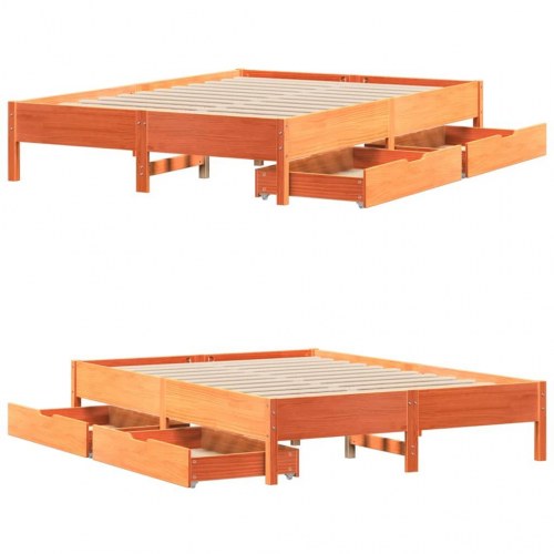 Sengeramme med 2 skuffer 120 x 200 cm - gyldenbrun