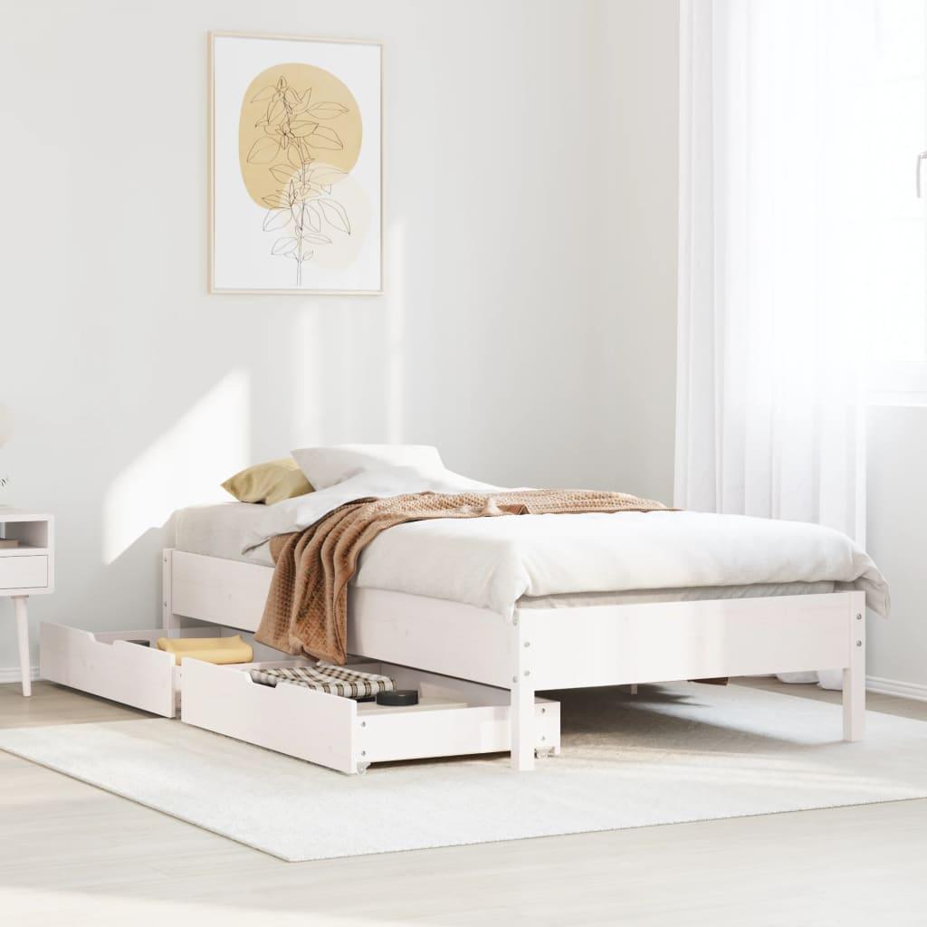 Sengeramme uden madras 100x200 cm massivt fyrretræ hvid
