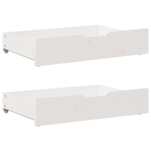 Sengeramme 100 x 200 cm i massivt fyrretræ med 2 skuffer - hvid