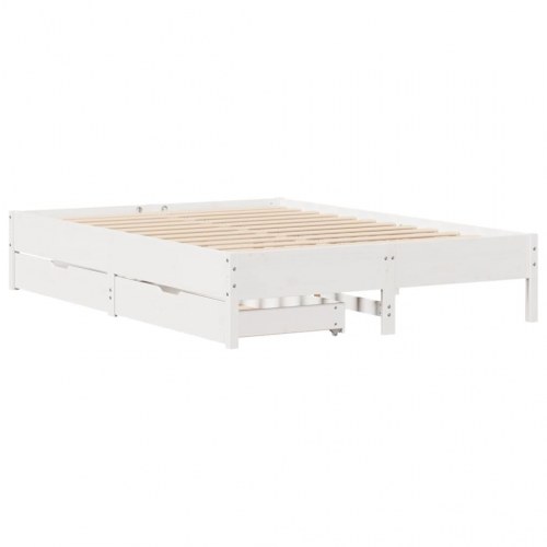 Sengeramme uden madras med 2 skuffer 150 x 200 cm - hvid