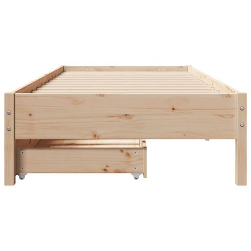 Sengeramme med opbevaringsskuffer 75x190 cm - massivt fyrretræ