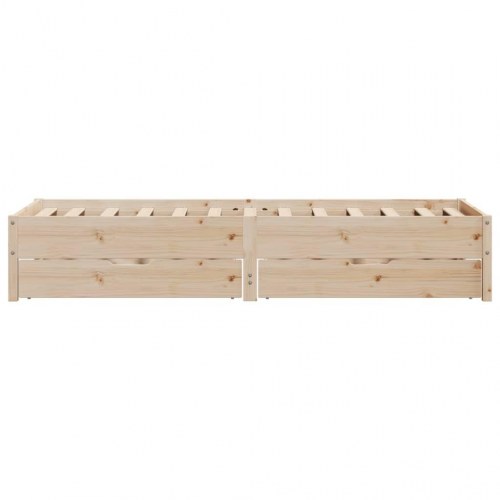 Sengeramme med opbevaringsskuffer 75x190 cm - massivt fyrretræ