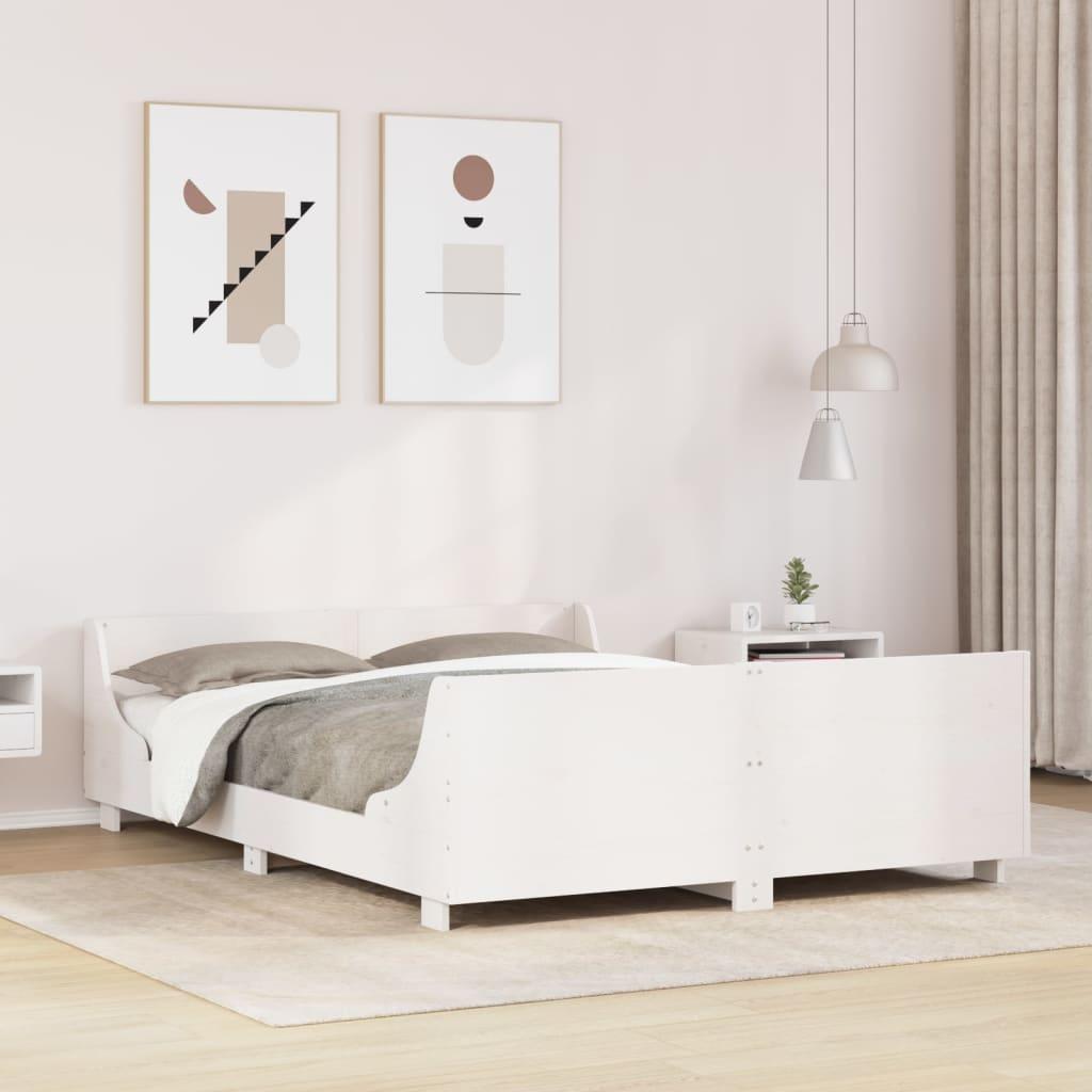 Sengeramme Uden Madras Massivt Fyrretræ - Hvid / 140 x 190 cm