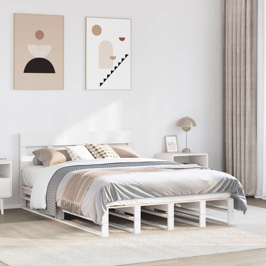 Sengeramme i massivt fyrretræ med sengegavl 120x200 cm - hvid