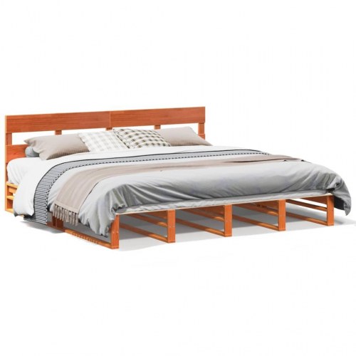 Sengeramme uden madras 200 x 200 cm i massivt fyrretræ - gyldenbrun