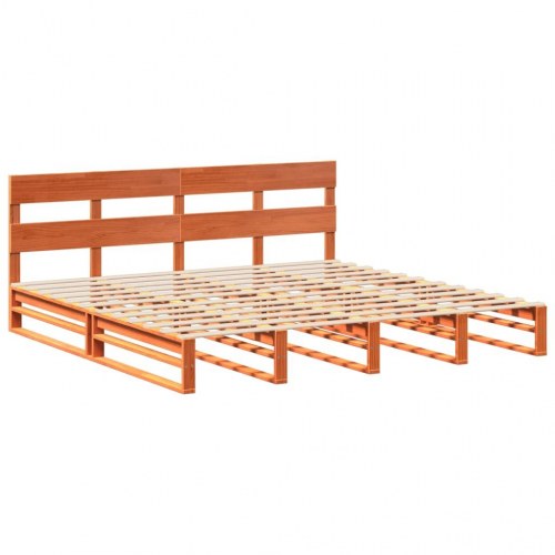 Sengeramme uden madras 200 x 200 cm i massivt fyrretræ - gyldenbrun