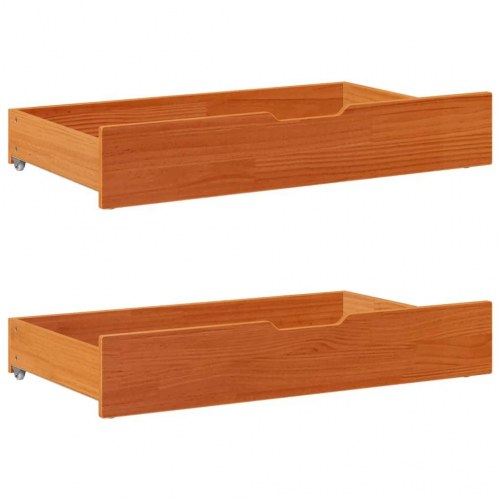 Sengeramme 90 x 200 cm med 2 skuffer - massivt fyrretræ, gyldenbrun