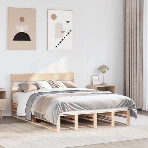 Sengeramme uden madras 140 x 190 cm i massivt fyrretræ