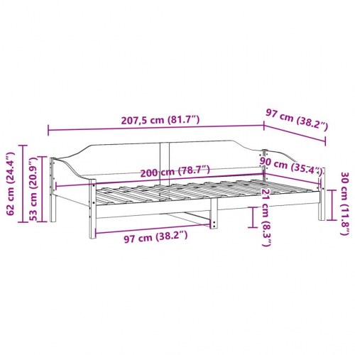 Sengeramme uden madras 90 x 200 cm i massivt fyrretræ - hvid