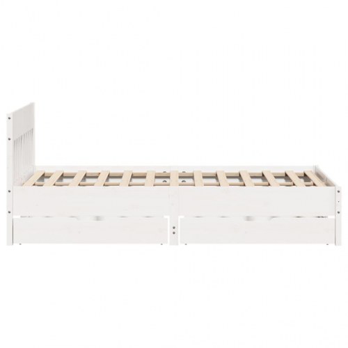 Sengeramme med sengegavl og 2 skuffer 150 x 200 cm - hvid
